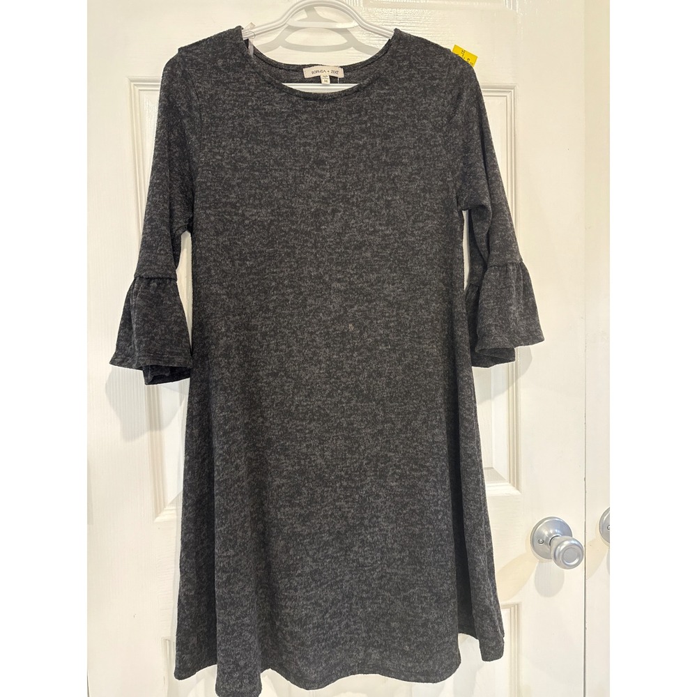Sophia‎ + Zeke Gray Dress Bell Sleeve Casual A-Line Dress Medium